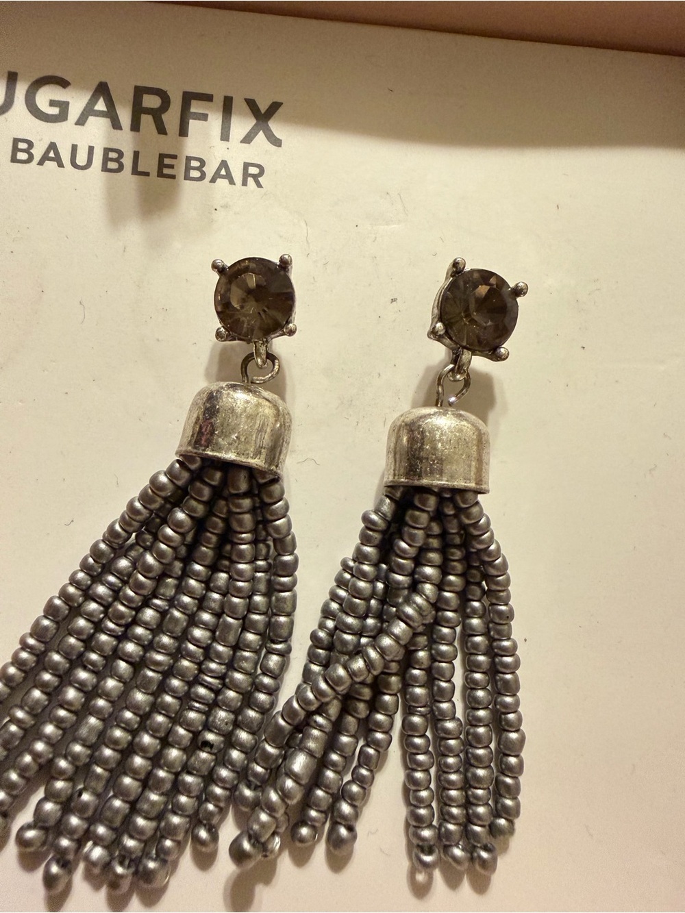 Baublebar Sugarfix Peach and Gunmetal Tassel Earrings — Set of 2 - Picture 5 of 6